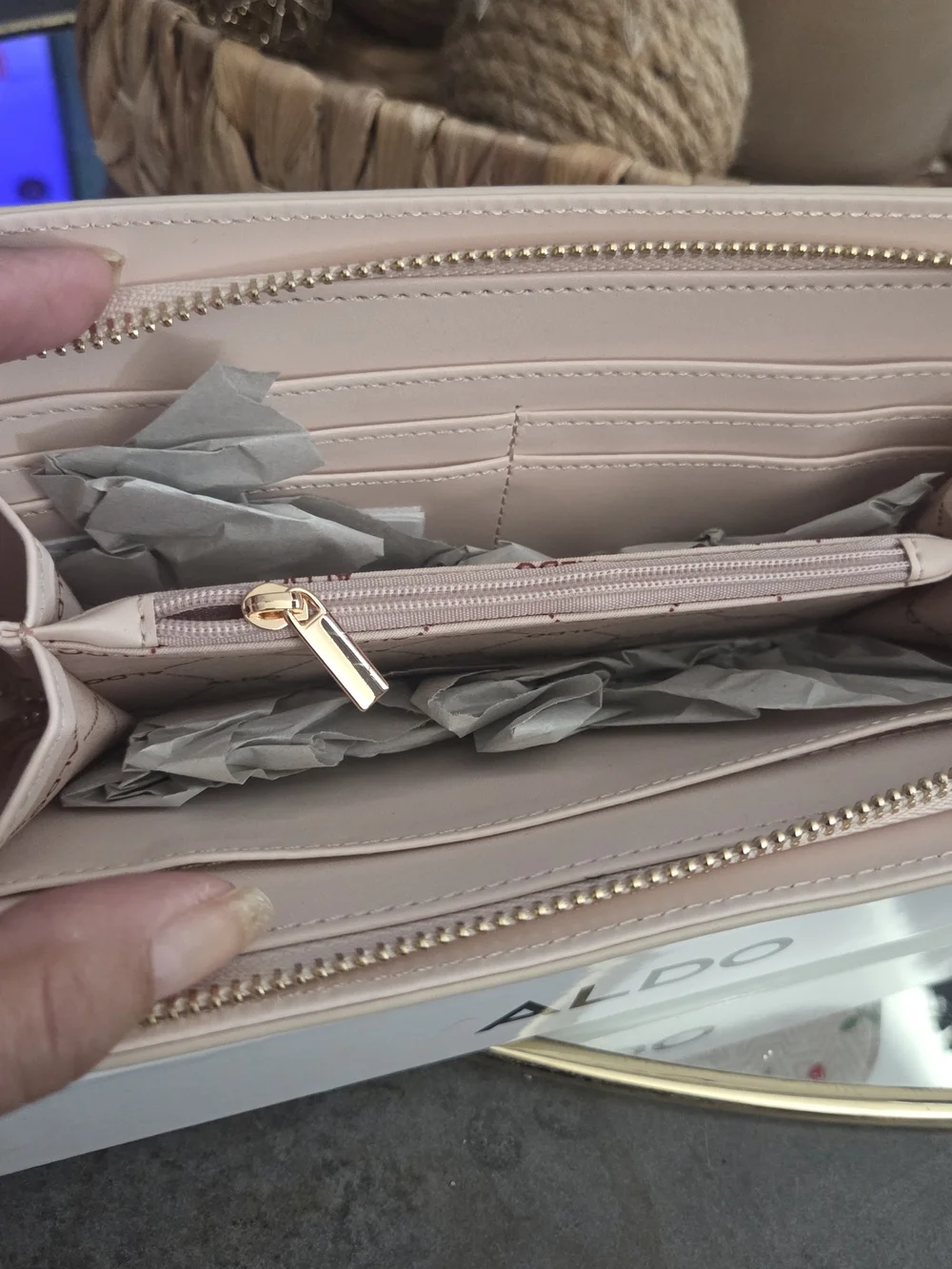 Aldo Pink Cherry Print Zip Wallet